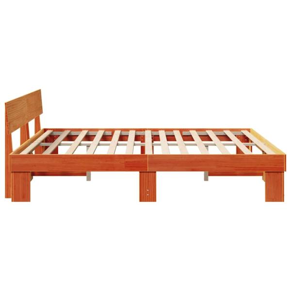 Bettgestell mit Kopfteil Wachsbraun 200 x 200 cm Massivkiefer