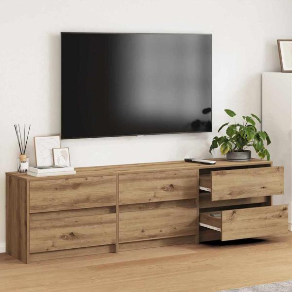 ARDEBO.de - TV-Schränk Braun 181 x 34 x 50 cm Spanplatte und LED-Lichter
