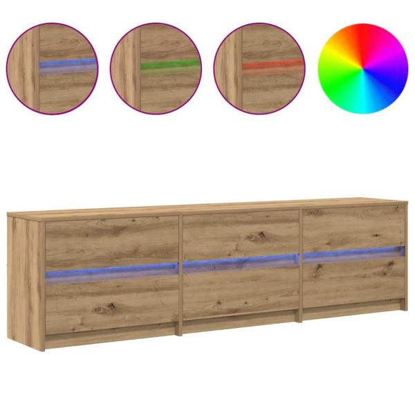 TV-Schränk Braun 181 x 34 x 50 cm Spanplatte und LED-Lichter