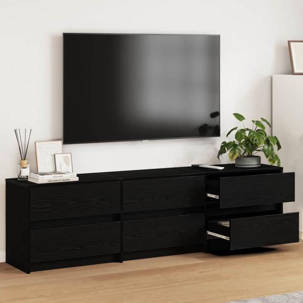 ARDEBO.de - TV-Schränk Schwarz 182 x 34 x 50 cm Holzwerkstoff