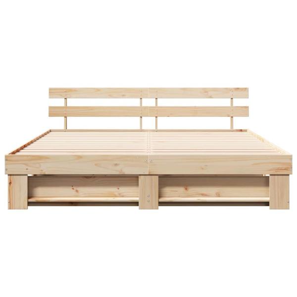 Bettgestell mit Kopfteil Braun 200 x 200 cm Massivholz Kiefer