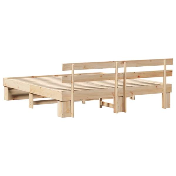 Bettgestell mit Kopfteil Braun 200 x 200 cm Massivholz Kiefer