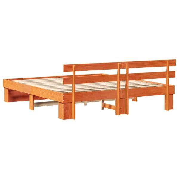 Bettgestell mit Kopfteil Braun 200 x 200 cm Massivholz Kiefer