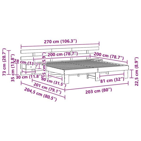 Bettgestell mit Schubladen Weiß 200 x 200 cm Holz
