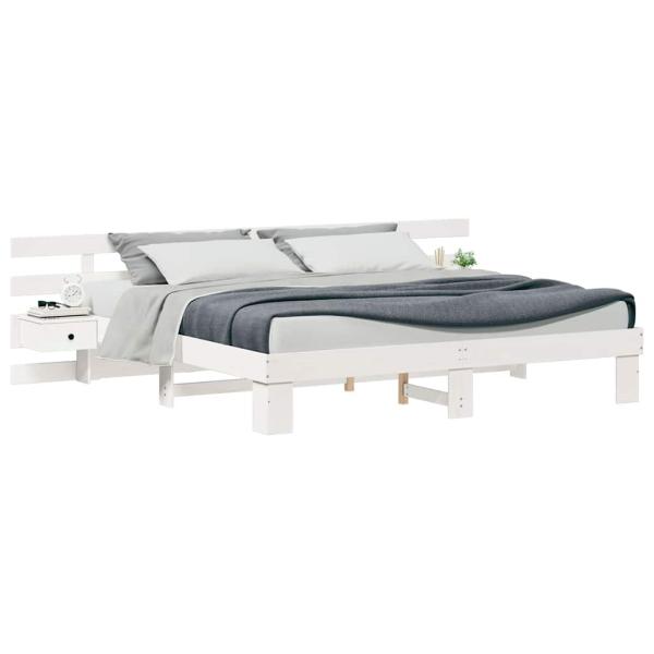 Bettgestell mit Schubladen Weiß 200 x 200 cm Holz