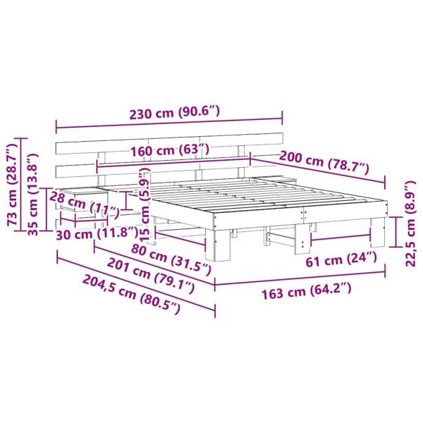 Bettgestell mit Schubladen Braun 160 x 200 cm