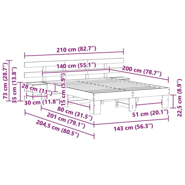 Bettgestell mit Schubladen Braun 140 x 200 cm