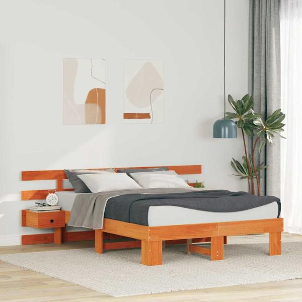 ARDEBO.de - Bettgestell mit Schubladen Braun 120 x 200 cm