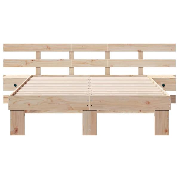 Bettgestell mit Schubladen Braun 120 x 190 cm Massivholz Kiefer