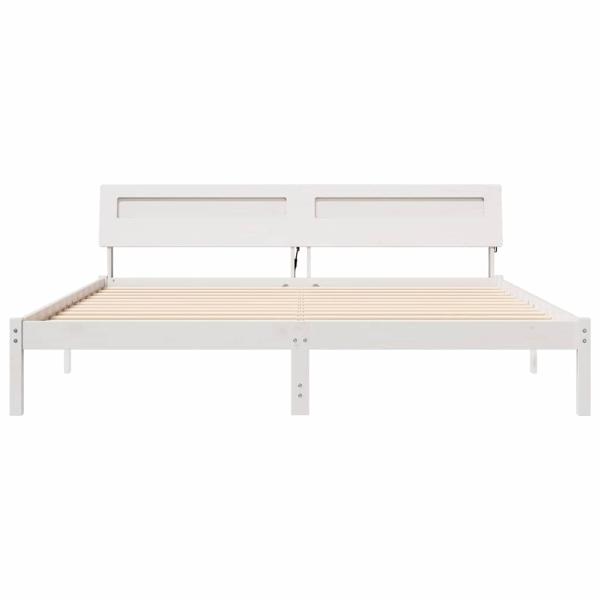 Bettgestell mit LED -Streifenleuchten mit Kopfteil Weiß 200 x 200 cm Holz