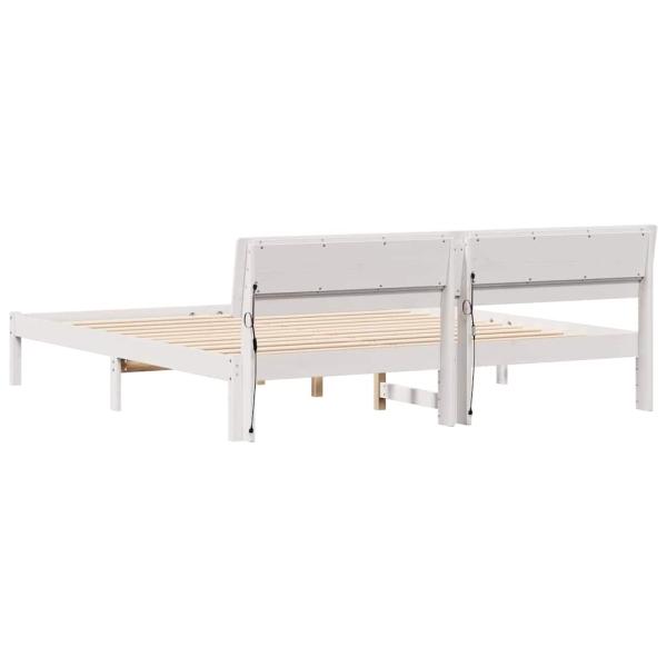 Bettgestell mit LED -Streifenleuchten mit Kopfteil Weiß 200 x 200 cm Holz