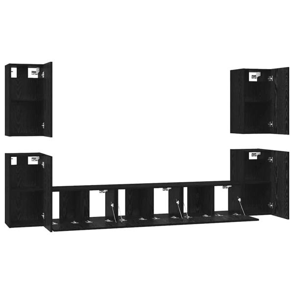 TV-Schrank-Set mit Regal Sonstiges mit Speicher mit Tür 7 pcs Schwarze Eiche Holzwerkstoff