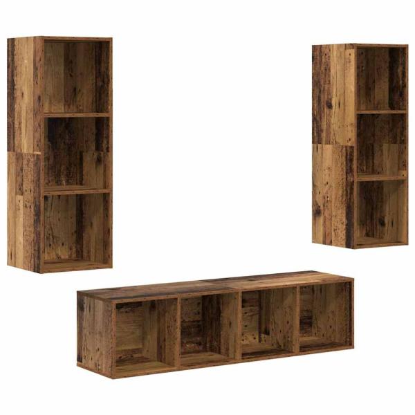 TV-Schrank Set 3 pcs Altholz 37 x 37 x 142,5 cm Holzwerkstoff