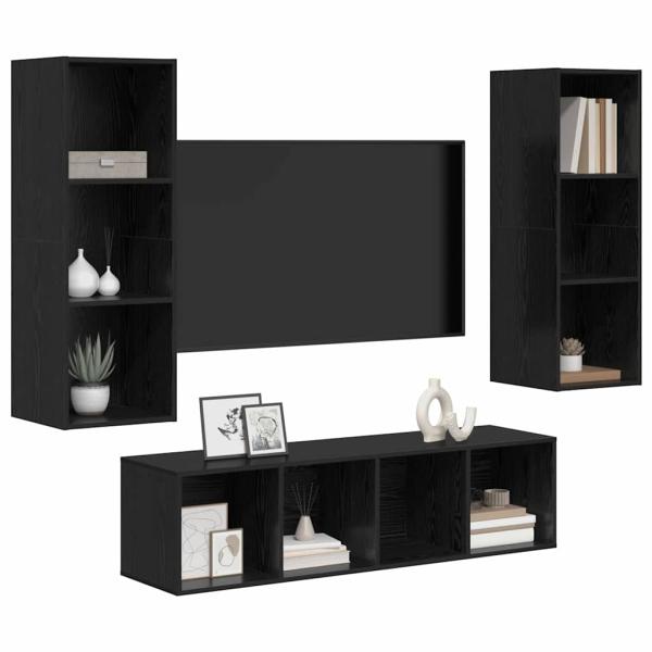 TV-Schrank Set 3 pcs Schwarze Eiche 37 x 37 x 142,5 cm