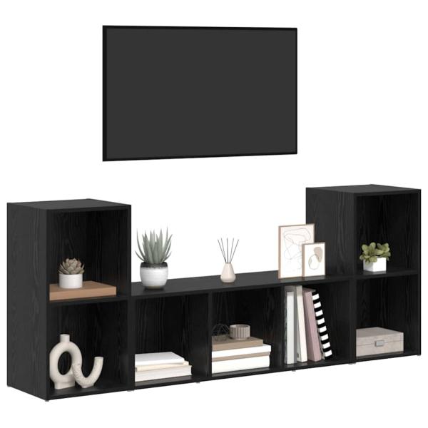 TV-Schrank Set 3 pcs Schwarz 107 x 35 x 37 cm Holzwerkstoff