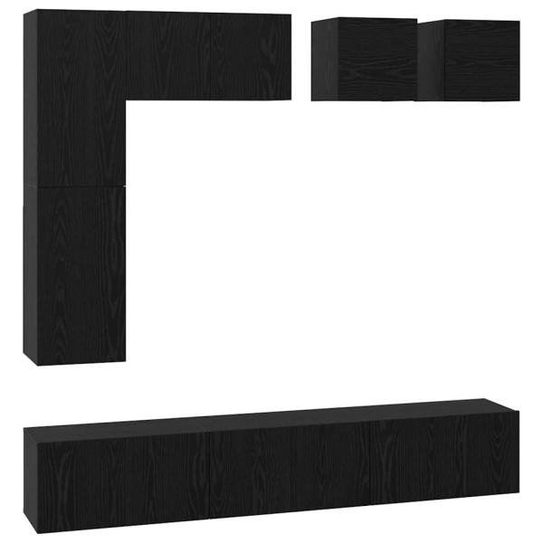 TV-Schrank-Set mit Regal Sonstiges mit Speicher mit Tür 8 pcs Schwarze Eiche Holzwerkstoff