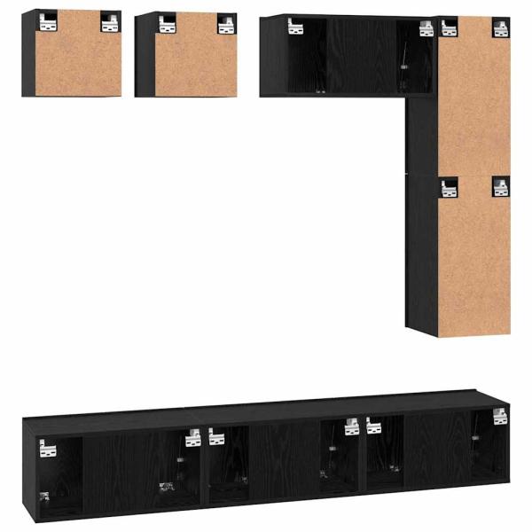 TV-Schrank-Set mit Regal Sonstiges mit Speicher mit Tür 8 pcs Schwarze Eiche Holzwerkstoff