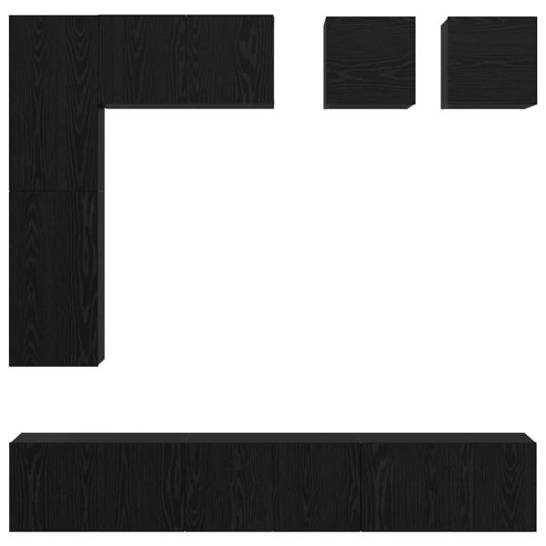 TV-Schrank-Set mit Regal Sonstiges mit Speicher mit Tür 8 pcs Schwarze Eiche Holzwerkstoff