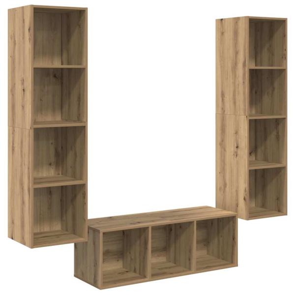 TV-Schrank Set 3 pcs Eiche handwerklich 37 x 37 x 142,5 cm