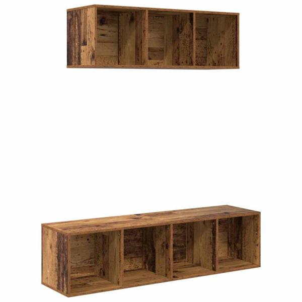 TV-Schrank Set 2 pcs Altholz 37 x 37 x 142,5 cm Holzwerkstoff