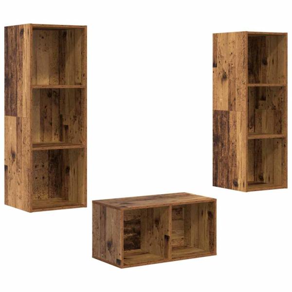 TV-Schrank Set mit Regal Altholz 37 x 37 x 107 cm Holzwerkstoff