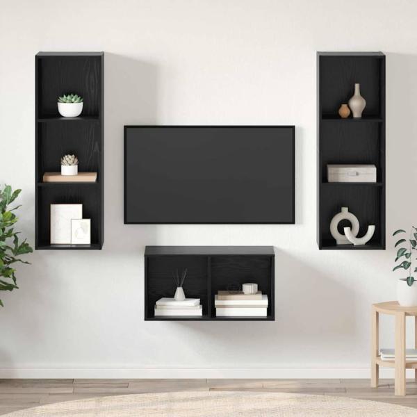ARDEBO.de - TV-Schrank Set Schwarze Eiche 37 x 37 x 107 cm Holzwerkstoff