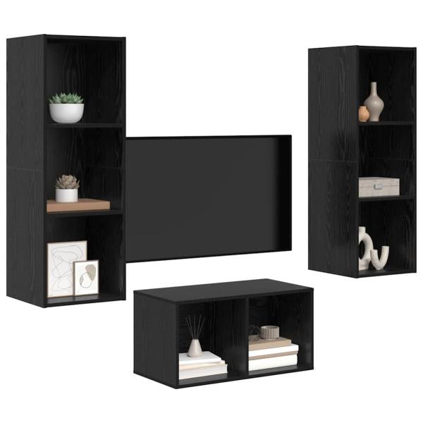 TV-Schrank Set Schwarze Eiche 37 x 37 x 107 cm Holzwerkstoff
