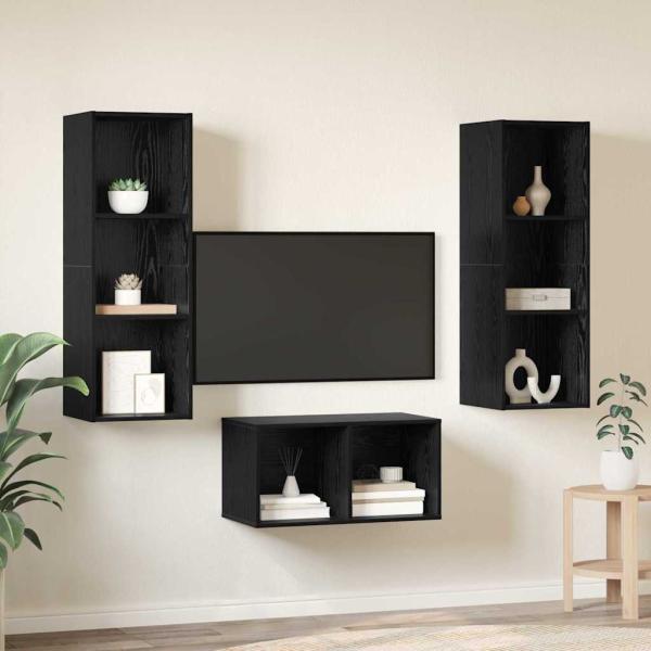 TV-Schrank Set Schwarze Eiche 37 x 37 x 107 cm Holzwerkstoff