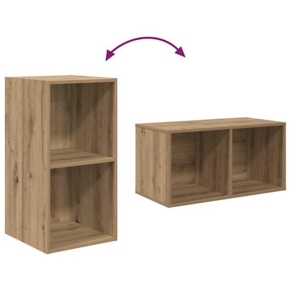 TV-Schrank Set mit Regal Wandmontiert mit Speicher Eiche handwerklich 37 x 37 x 107 cm