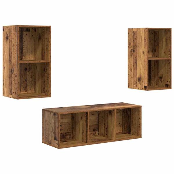 TV-Schrank Set 3 pcs Altholz 37 x 37 x 107 cm Holzwerkstoff