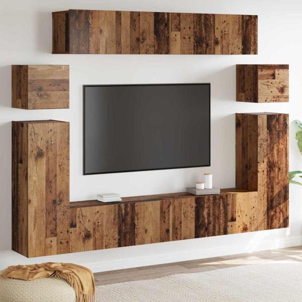 ARDEBO.de - TV-Schrank-Set mit Speicher mit Tür 8 pcs Braun 30,5 x 30 x 90 cm