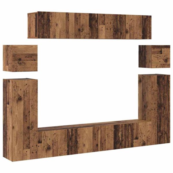 TV-Schrank-Set mit Speicher mit Tür 8 pcs Braun 30,5 x 30 x 90 cm