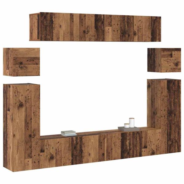 TV-Schrank-Set mit Speicher mit Tür 8 pcs Braun 30,5 x 30 x 90 cm