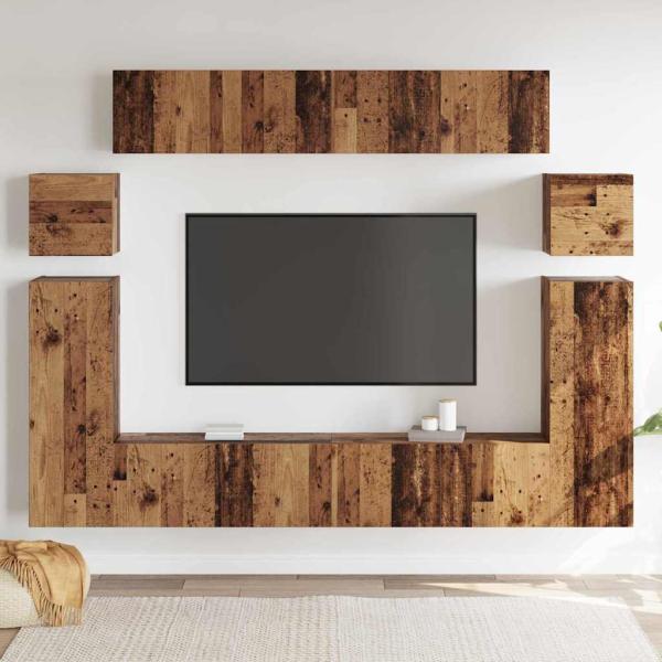 TV-Schrank-Set mit Speicher mit Tür 8 pcs Braun 30,5 x 30 x 90 cm