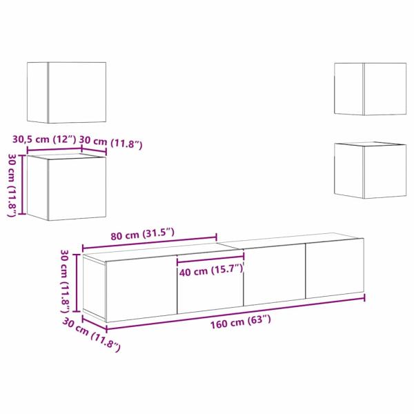 TV-Schrank-Set 6 pcs Braun 160 x 30 x 30 cm Holzwerkstoff