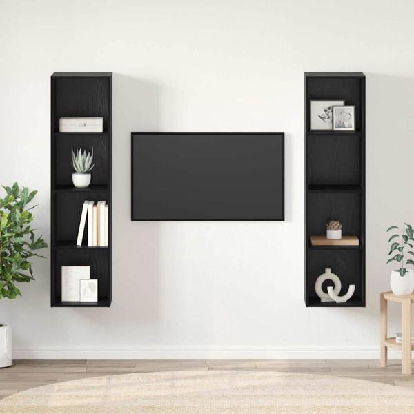 ARDEBO.de - TV-Schrank-Set 2 pcs Schwarz 37 x 37 x 142,5 cm Holzwerkstoff