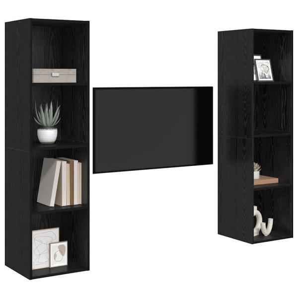 TV-Schrank-Set 2 pcs Schwarz 37 x 37 x 142,5 cm Holzwerkstoff