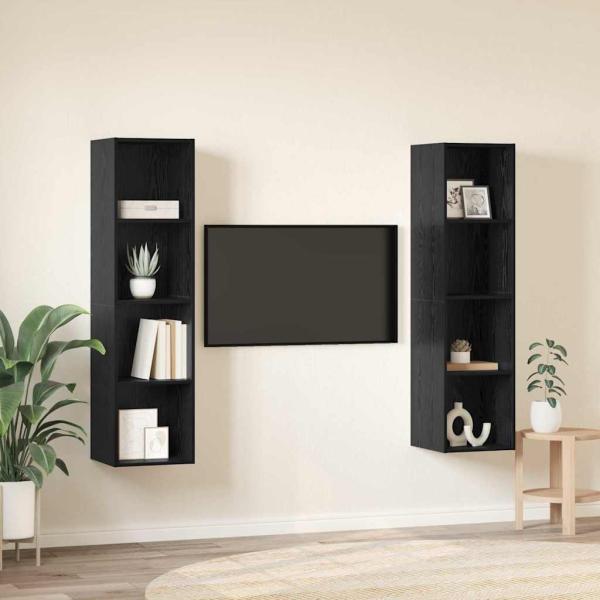 TV-Schrank-Set 2 pcs Schwarz 37 x 37 x 142,5 cm Holzwerkstoff