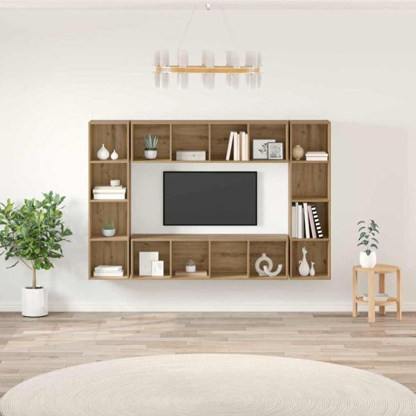 ARDEBO.de - TV-Schrank-Set 4 pcs Braun 37 x 37 x 142,5 cm Holzwerkstoff
