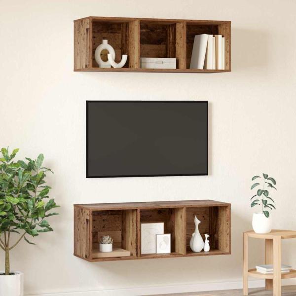 Wandmontierte TV-Schränke 2 pcs Altholz 37 x 37 x 107,5 cm