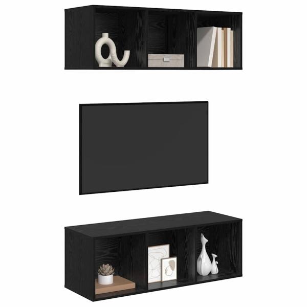 Wandmontierte TV-Schränke mit Regal Wandmontiert mit Speicher 2 pcs Schwarze Eiche