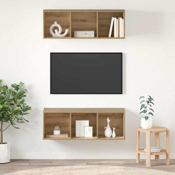 ARDEBO.de - Wandmontierte TV-Schränke mit Regal Wandmontiert mit Speicher 2 pcs Eiche handwerklich