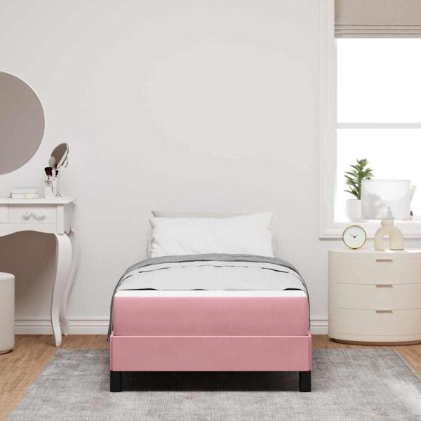 Boxspringbett mit Matratze Rosa 100 x 200 cm Samt