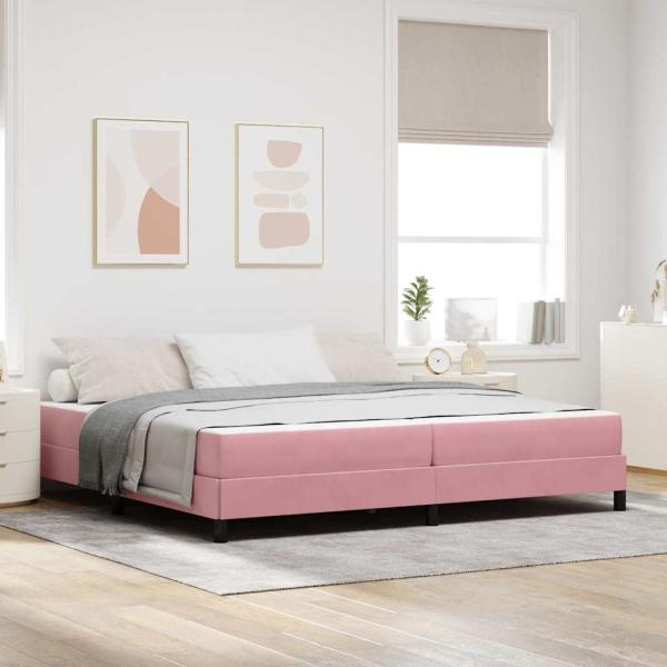 ARDEBO.de - Boxspringbett mit Matratze Rosa 200 x 200 cm Samt