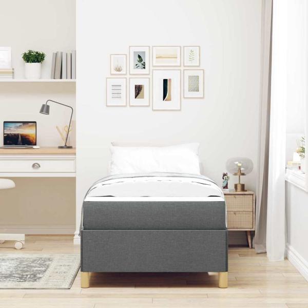 Boxspringbett Dunkelgrau und Braun und Weiß und Dunkelgrau