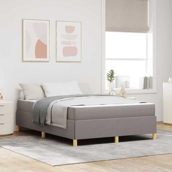 ARDEBO.de - Boxspringbett Taupe und Beige und Weiß 140 x 200 cm der Schaum
