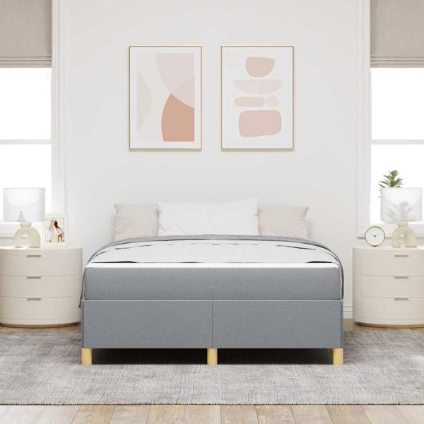 Boxspringbett Hellgrau und Weiß und Hellgrau 160 x 200 cm Stoff