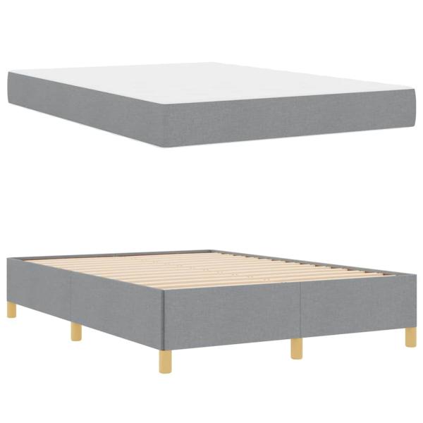 Boxspringbett Hellgrau und Weiß und Hellgrau 160 x 200 cm Stoff