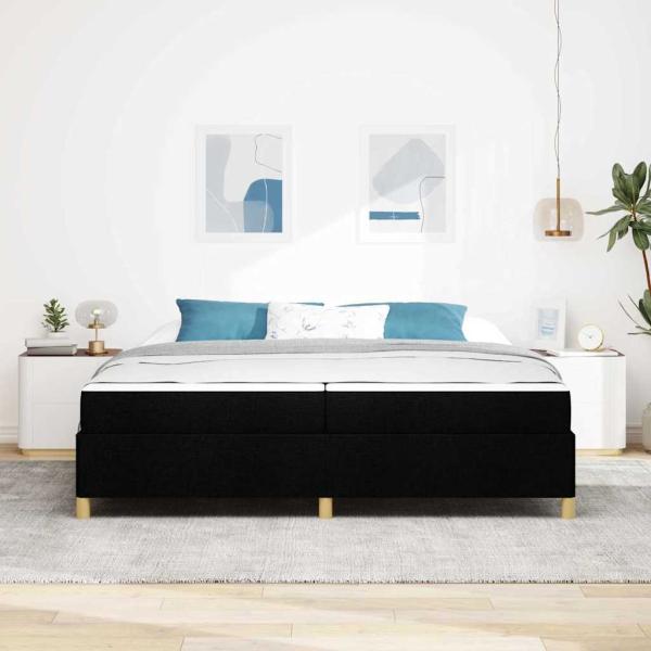 Boxspringbett Schwarz und Weiß und Schwarz 200 x 200 cm Stoff