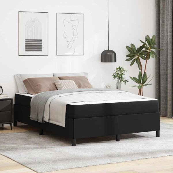 ARDEBO.de - Bettgestell mit Matratze Schwarz 140 x 200 cm Kunstleder